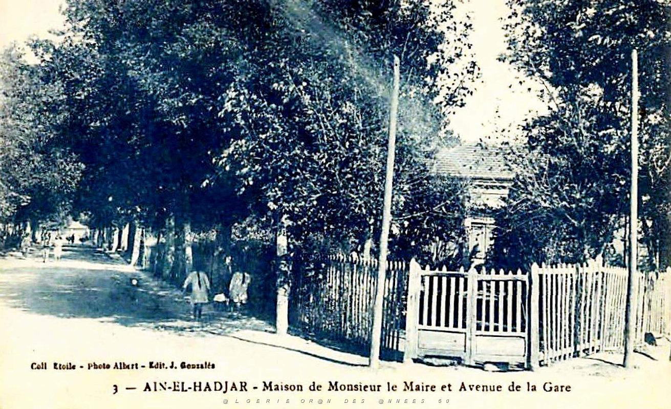 Ain-El-Hadjar - Avenue Gare et Maison du Maire- 1931.jpg